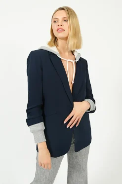 Cinq A Sept 5A7 Hooded Khloe Blazer in Navy, Grey