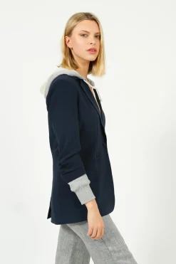 Cinq A Sept 5A7 Hooded Khloe Blazer in Navy, Grey