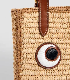 Anya Hindmarch AH N/S Tote in Mini Eyes in Natural Raffia