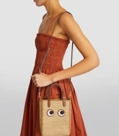 Anya Hindmarch AH N/S Tote in Mini Eyes in Natural Raffia