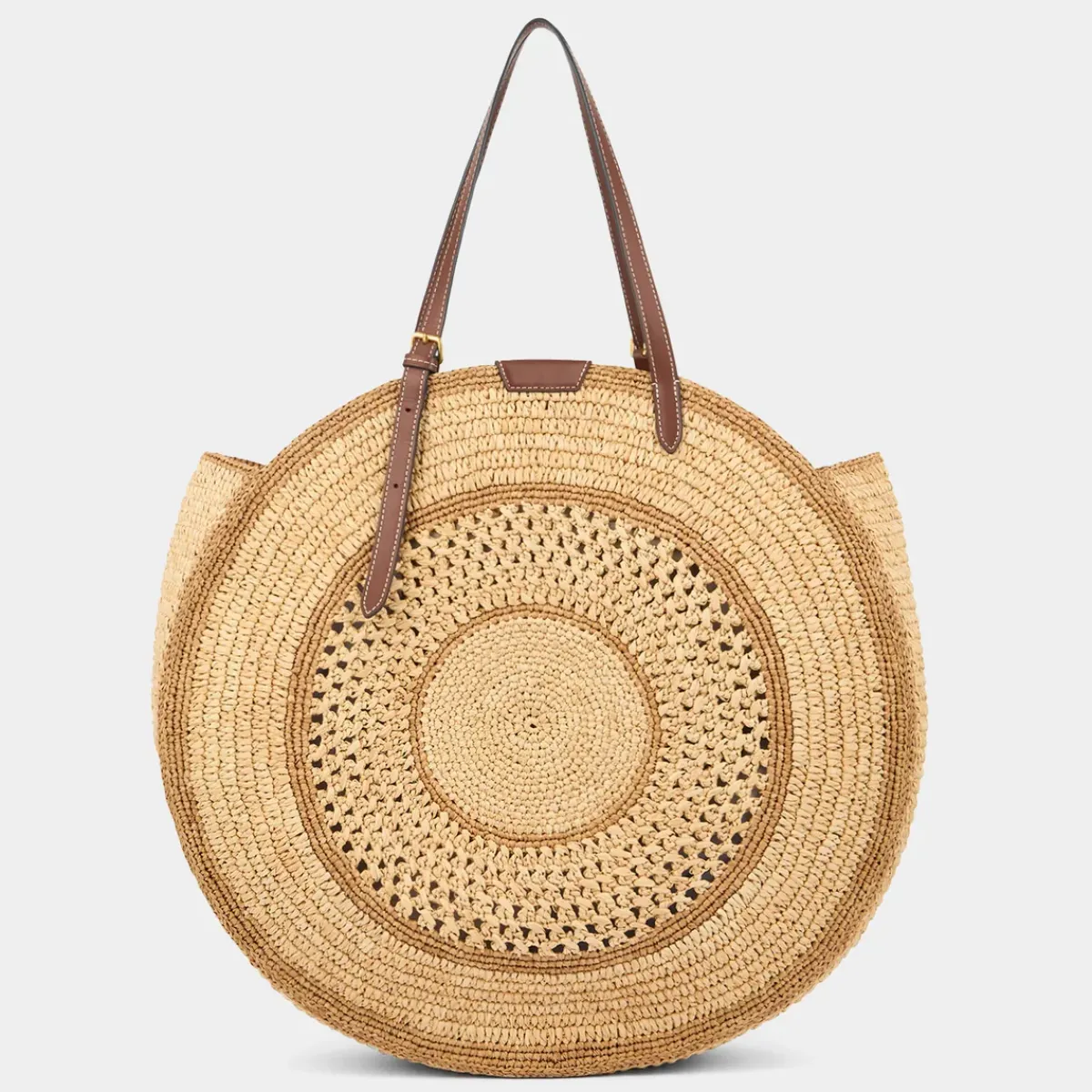 Anya Hindmarch AH Round Bow Tote in Natural Raffia