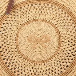 Anya Hindmarch AH Round Bow Tote in Natural Raffia