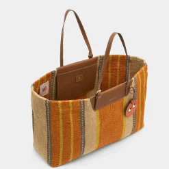 Anya Hindmarch AH Striped Jute E/W Tote in Orange Multi