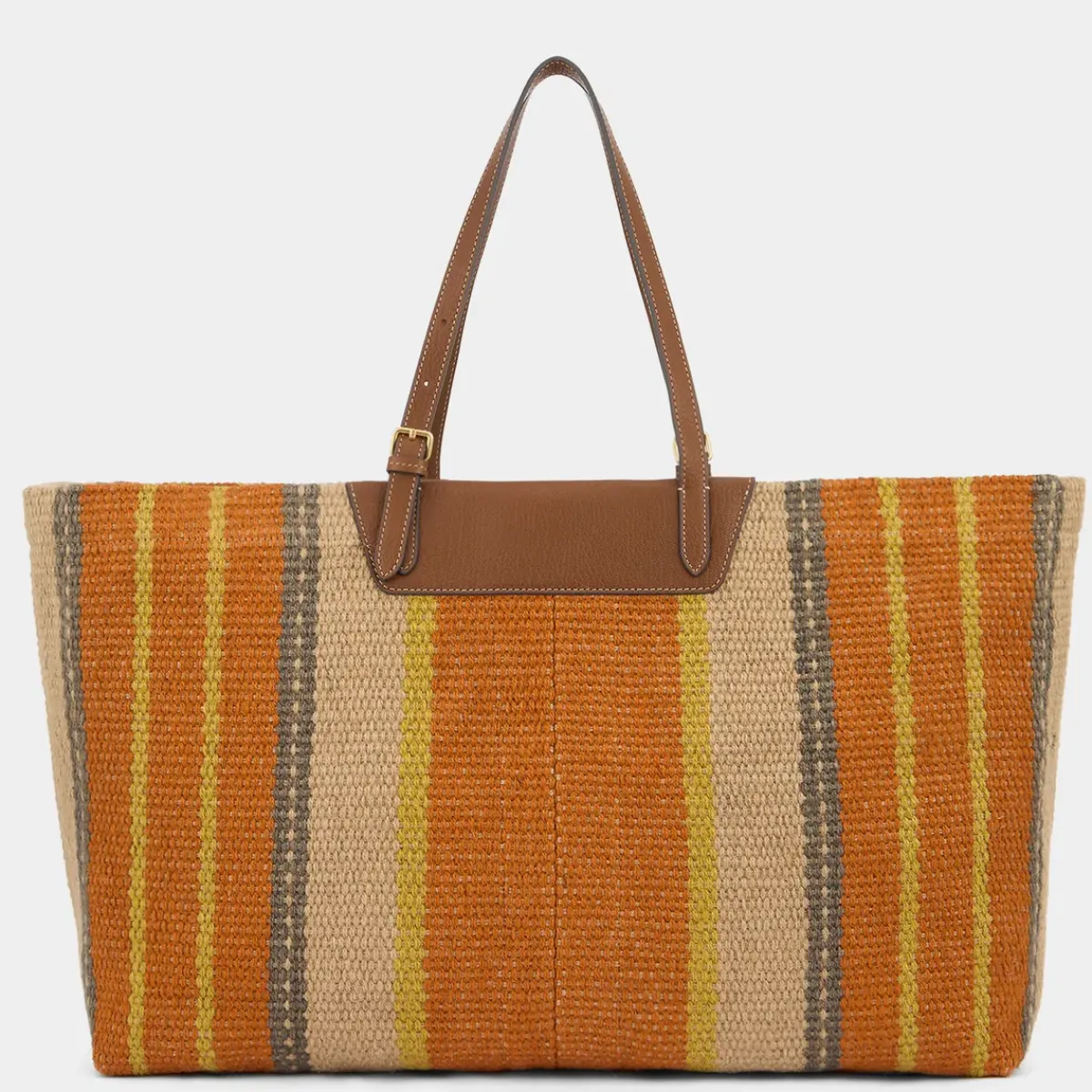 Anya Hindmarch AH Striped Jute E/W Tote in Orange Multi