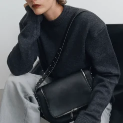 Anya Hindmarch AH Vere New Shoulder Bag with Studs in Black