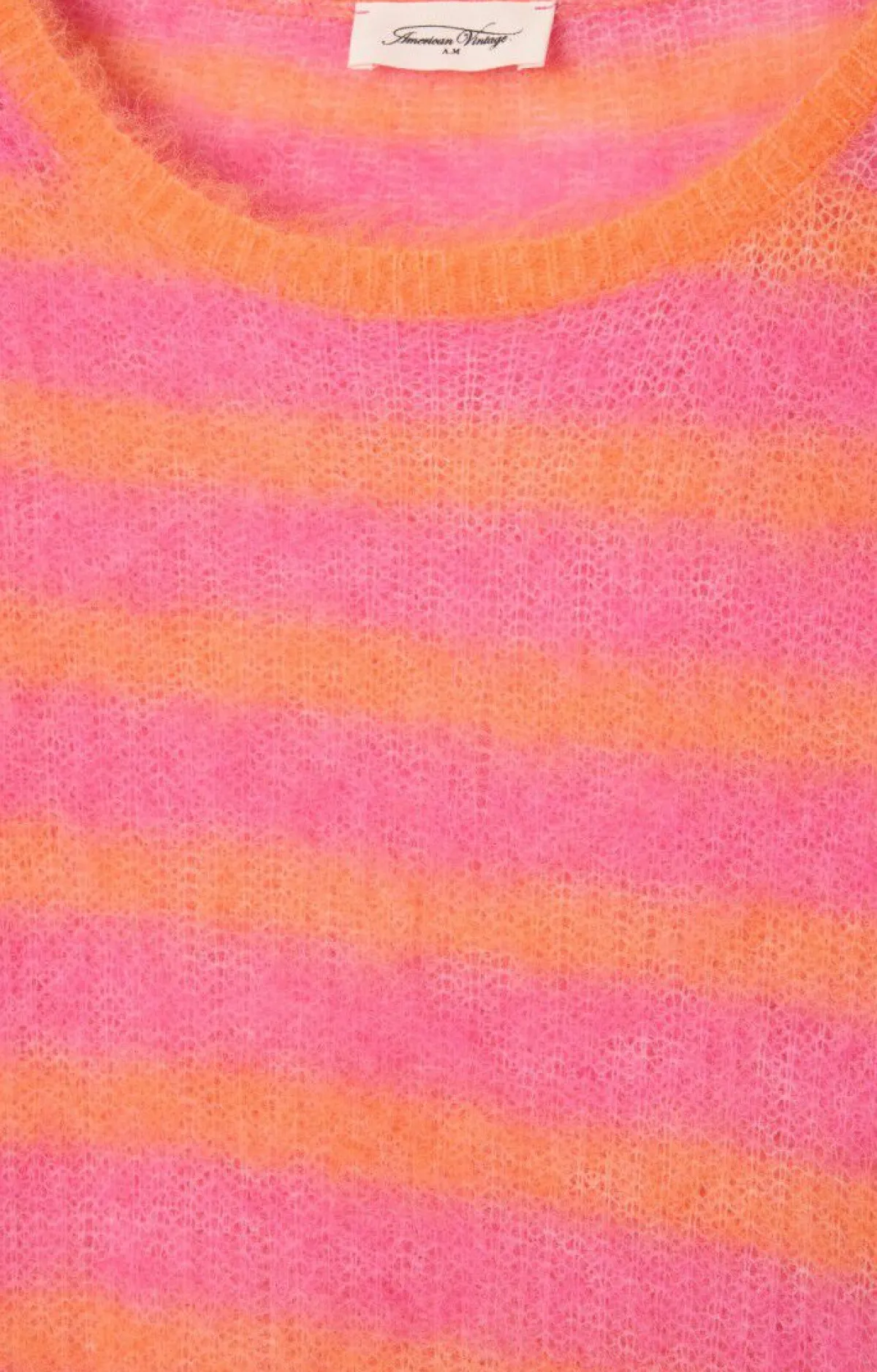 American Vintage AV Nenbay SS Stripe Knit in Orange, Hibiscus