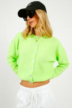 American Vintage AV Vitow Knit Cardi in Apple Fluro