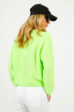 American Vintage AV Vitow Knit Cardi in Apple Fluro
