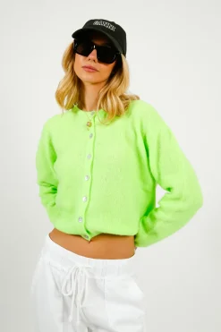 American Vintage AV Vitow Knit Cardi in Apple Fluro