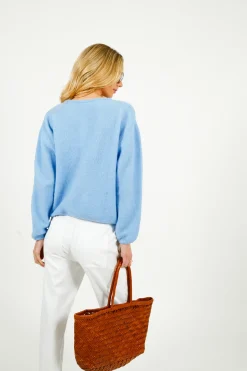American Vintage AV Vitow Knit Cardi in Atmosphere Chine