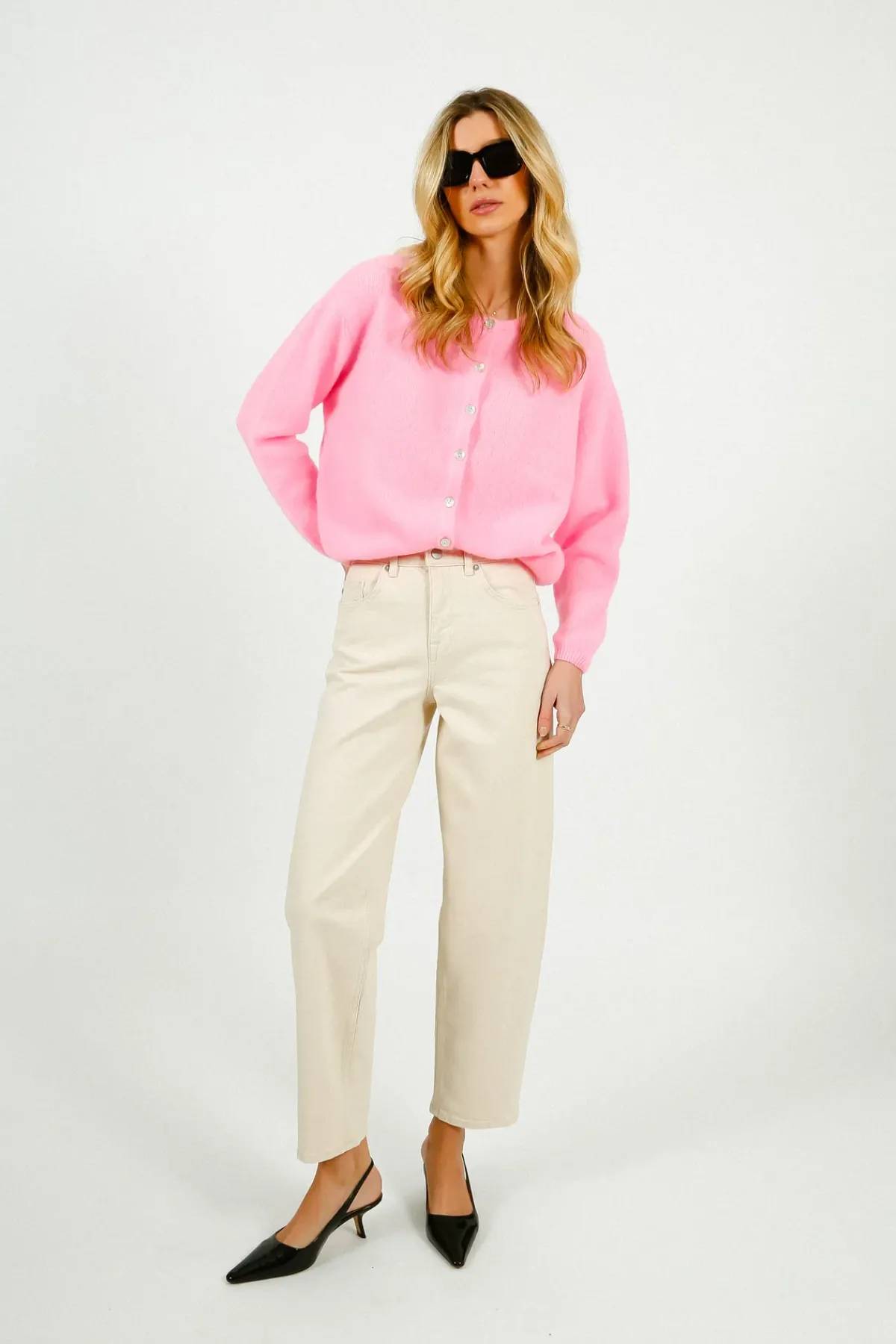 American Vintage AV Vitow Knit Cardi in Rose Chine