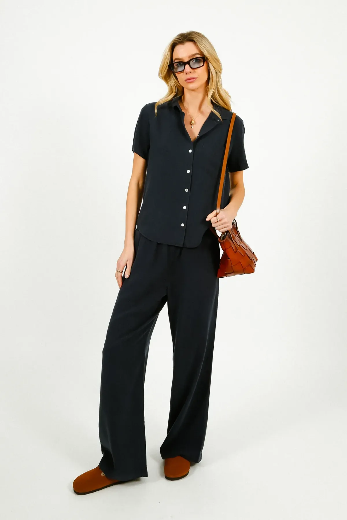 Bella Dahl BD Smocked Waist Wide Leg in Endless Sea