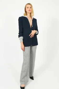 Bella Freud BF Slim Kim Linen Trouser in Dappled Grey