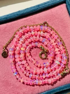Bon Bon Jewellery Club BON BON Baby Pink Fire Opal Necklace