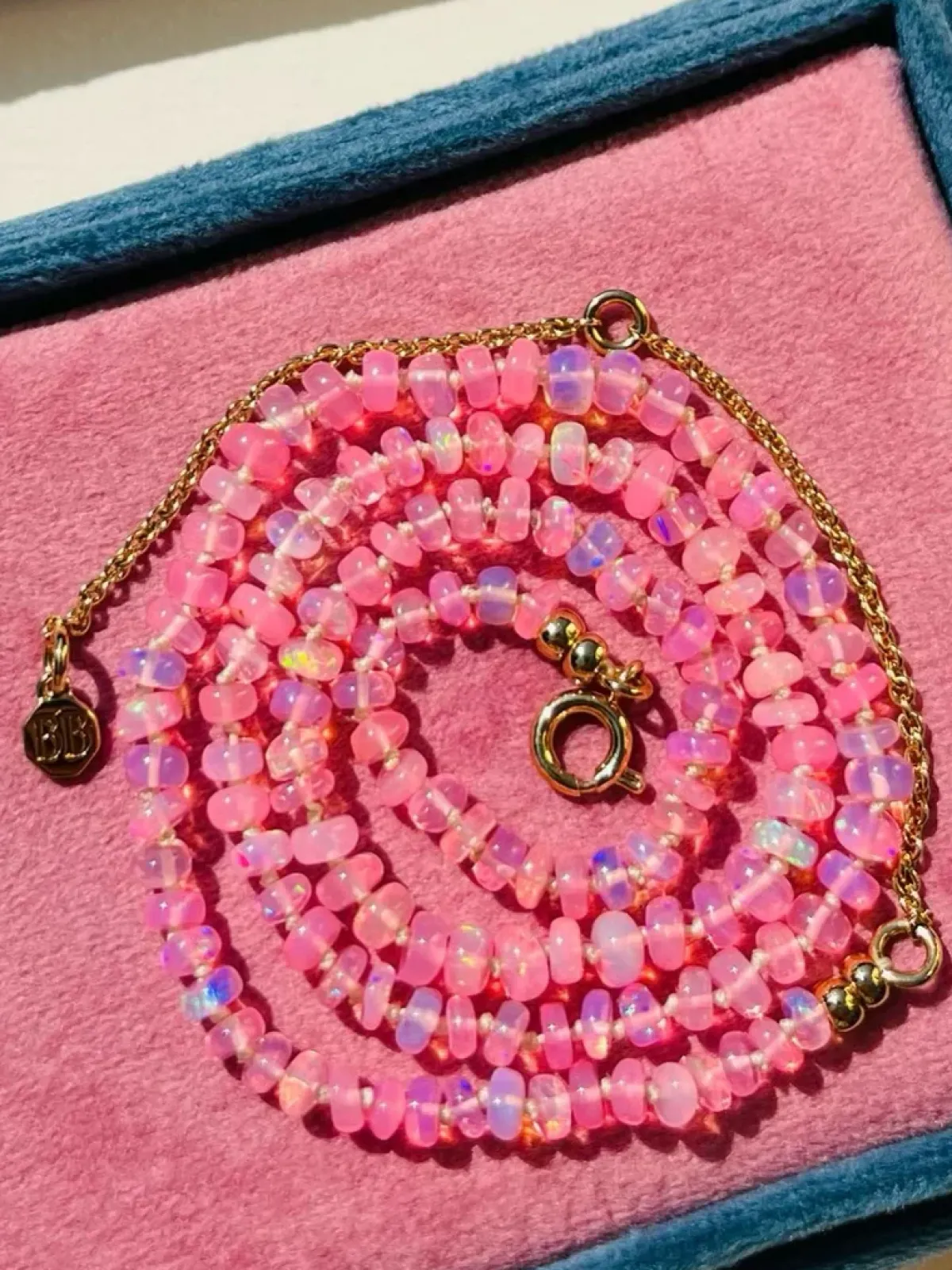 Bon Bon Jewellery Club BON BON Baby Pink Fire Opal Necklace
