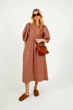 Bonte Briony Dress in Brown, Pink