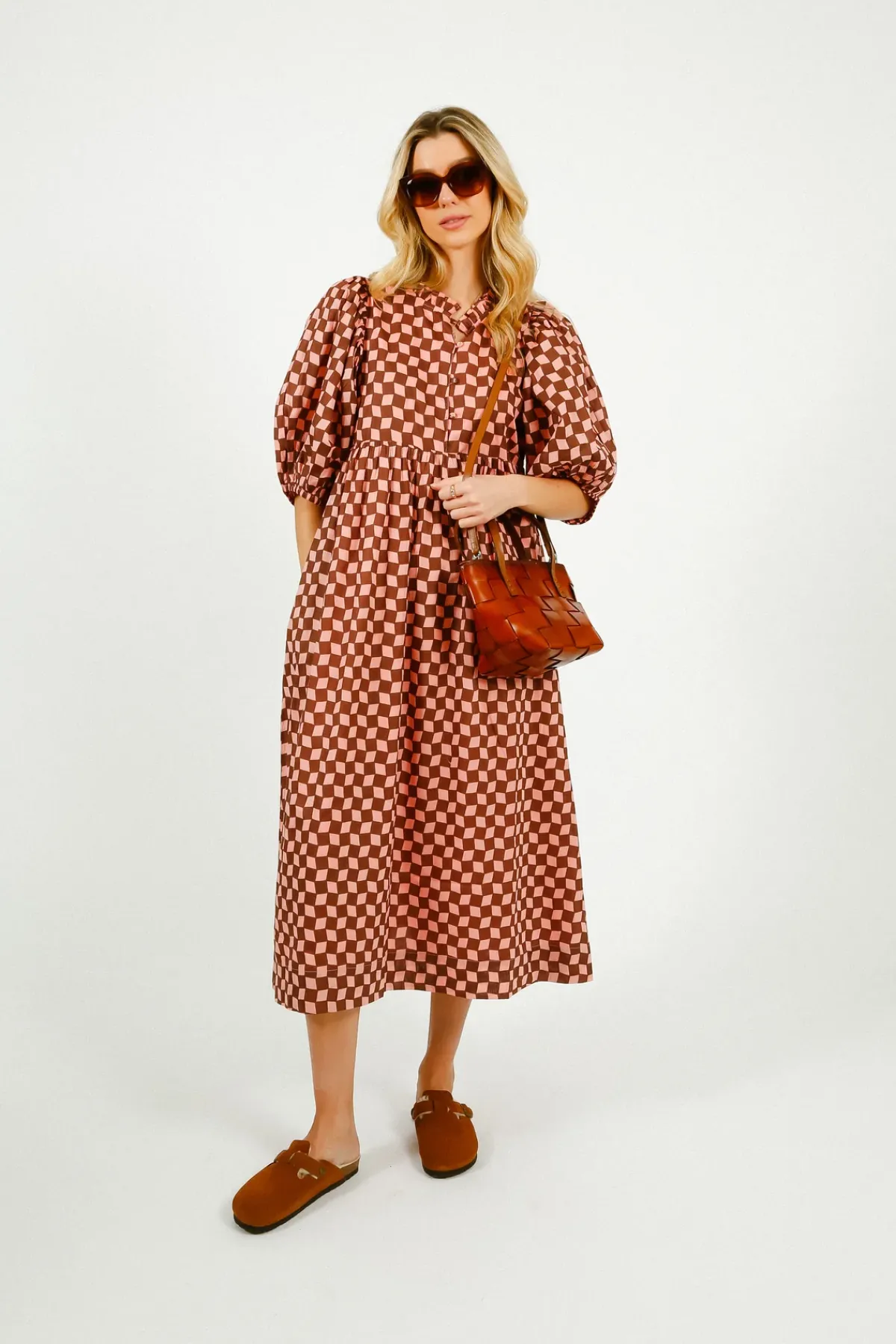 Bonte Briony Dress in Brown, Pink