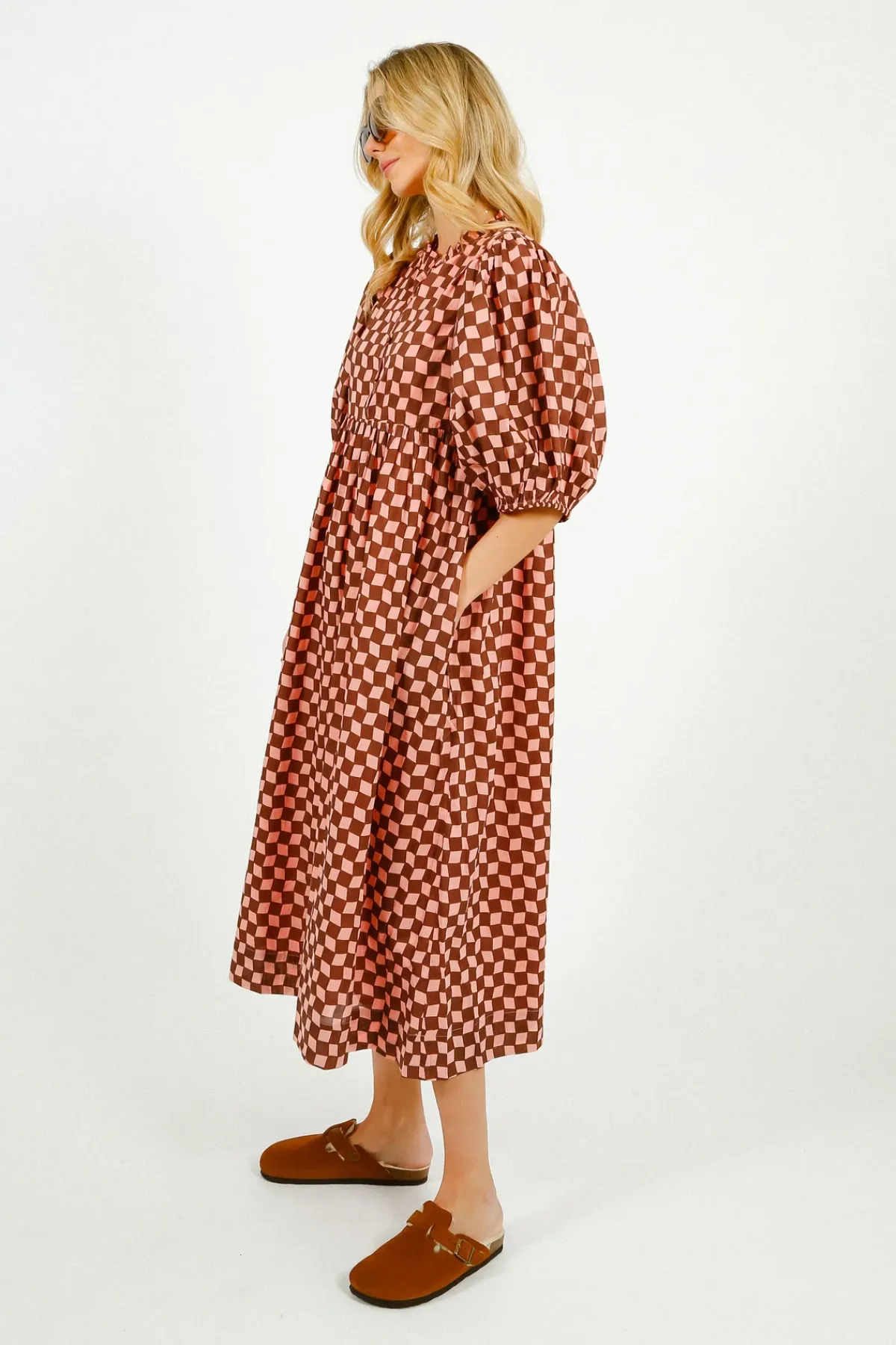 Bonte Briony Dress in Brown, Pink