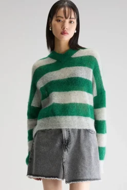 Bellerose BR Arvy Knit in Green, Grey Stripe