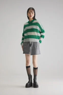 Bellerose BR Arvy Knit in Green, Grey Stripe