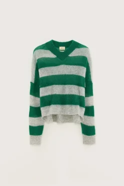 Bellerose BR Arvy Knit in Green, Grey Stripe