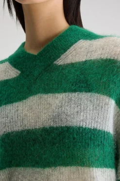 Bellerose BR Arvy Knit in Green, Grey Stripe