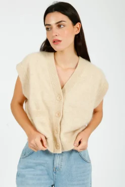 Colorush C-RUSH Brushed Palm Cardi in Almond