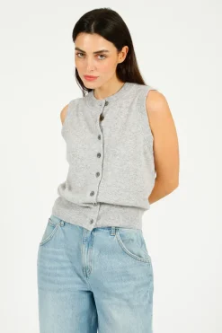 Colorush C-RUSH Stevie Button Up Tank in Fluffy Grey