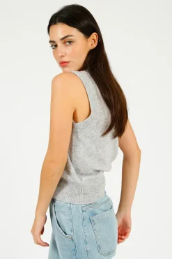 Colorush C-RUSH Stevie Button Up Tank in Fluffy Grey
