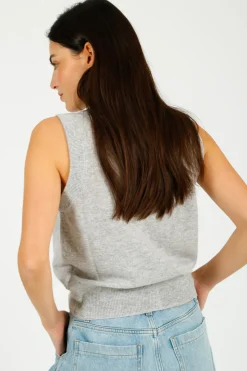 Colorush C-RUSH Stevie Button Up Tank in Fluffy Grey