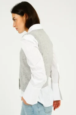 Colorush C-RUSH Stevie Button Up Tank in Fluffy Grey