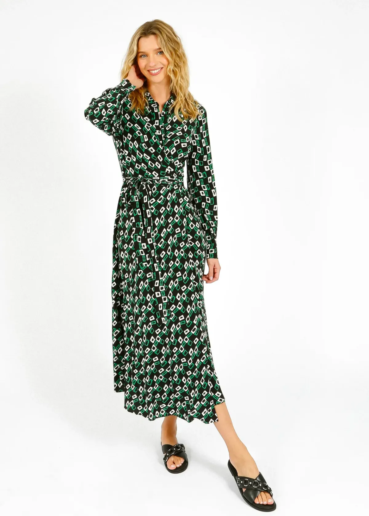Diane Von Furstenberg DVF Tori Dress in Chains Spots Black