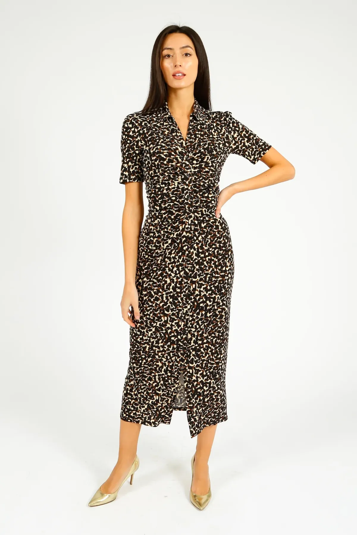 Diane Von Furstenberg DVF Zoey Dress in Camo Leopard