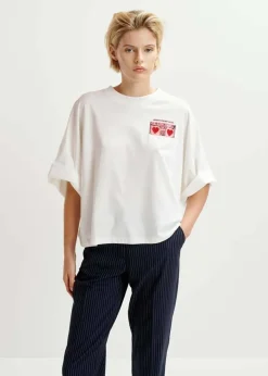 Essentiel Antwerp EA Hadio Embroidered Tee in Off White
