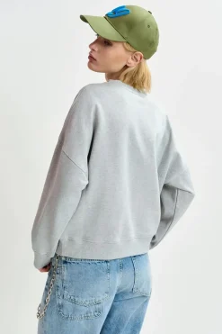 Essentiel Antwerp EA Hallumettes Embroidered Sweat in Nimbus Cloud