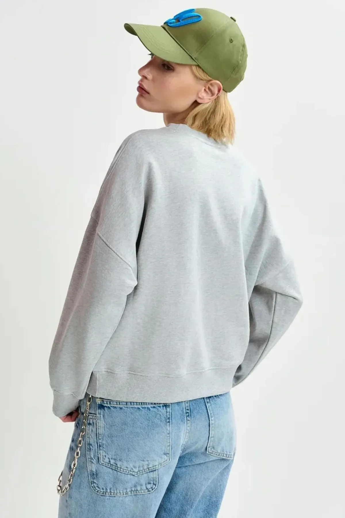 Essentiel Antwerp EA Hallumettes Embroidered Sweat in Nimbus Cloud