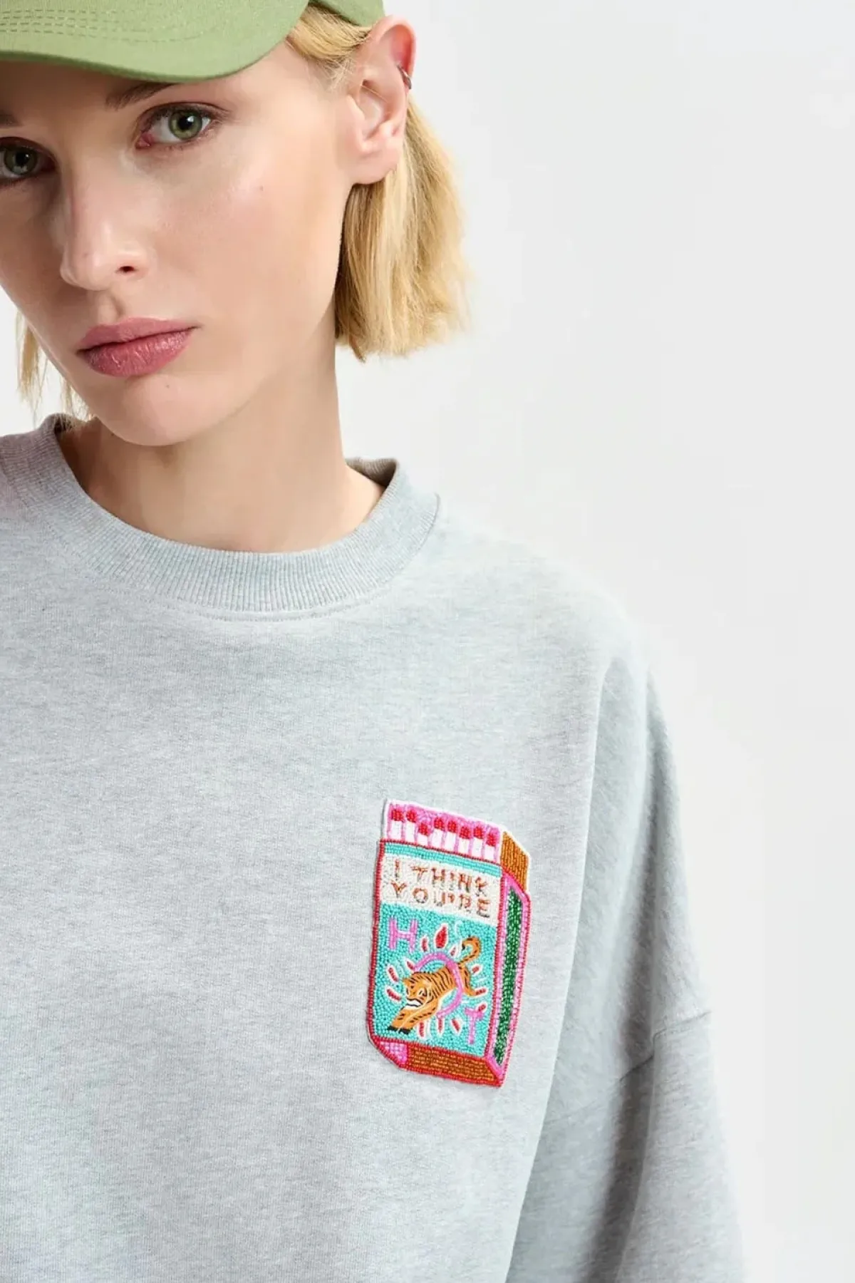 Essentiel Antwerp EA Hallumettes Embroidered Sweat in Nimbus Cloud
