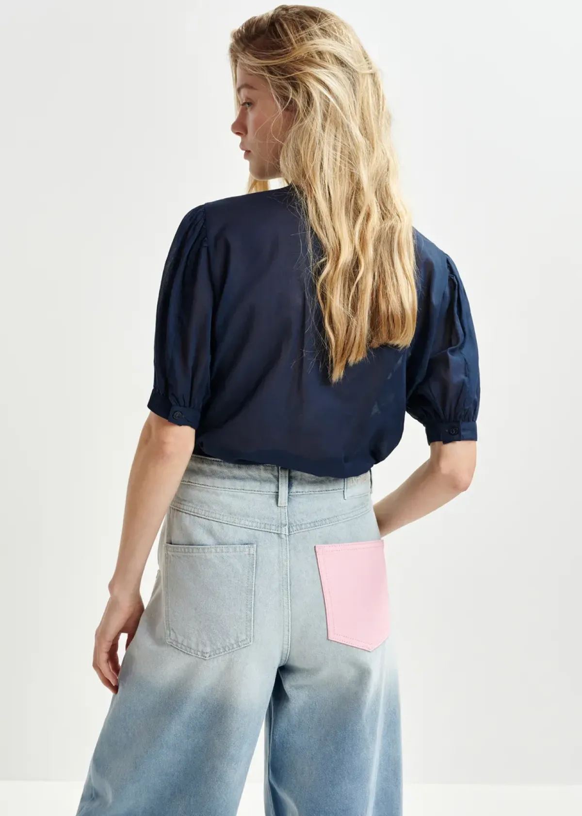 Essentiel Antwerp EA Hamadeus Ruffle Detail Shirt in Dark Sapphire