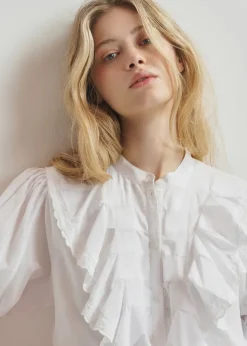 Essentiel Antwerp EA Hamadeus Ruffle Detail Shirt in White