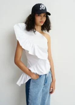 Essentiel Antwerp EA Haven Asymmetric Ruffle Top in White