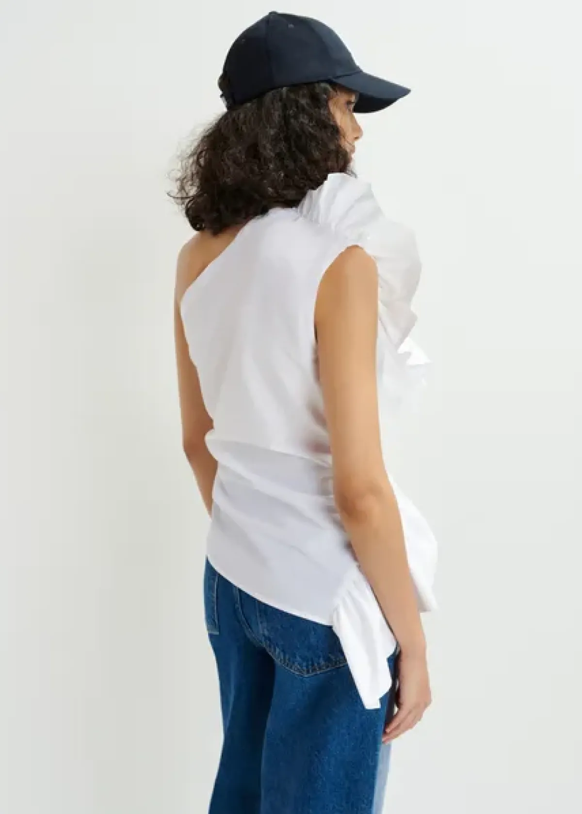 Essentiel Antwerp EA Haven Asymmetric Ruffle Top in White