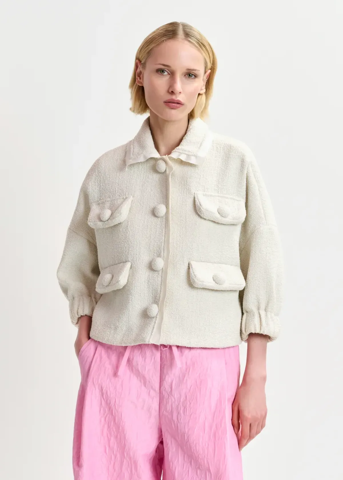 Essentiel Antwerp EA Hecks Cropped Jacket in Sour Cream