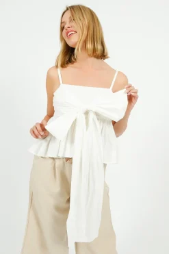 Emin Paul EP BL3408 Tie Front Blouse in White