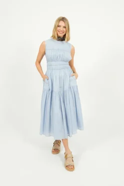 Emin Paul EP DR2605 Triple Gathered Dress in Sky