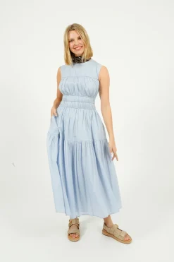 Emin Paul EP DR2605 Triple Gathered Dress in Sky