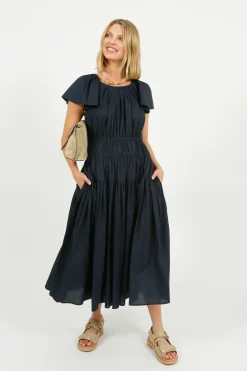 Emin Paul EP DR3405 Wide Shoulder Dress in Navy