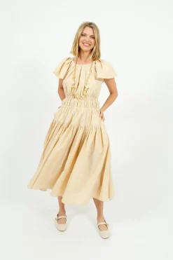 Emin Paul EP DR3405 Wide Shoulder Dress in Butter