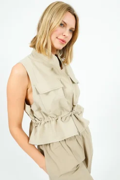 Emin Paul EP JK3109 Utility Vest Jacket in Beige