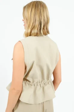 Emin Paul EP JK3109 Utility Vest Jacket in Beige
