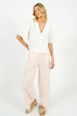 Emile u0026 Ida Eu0026I Babette Broderie Anglaise Blouse in White